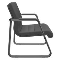 Cadeira De Escritório Recepção Com Braço Fixa Preta Lev P03 Crepe Preto - Lyam Decor - 2