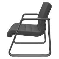 Cadeira De Escritório Recepção Com Braço Fixa Preta Lev P03 Crepe Preto - Lyam Decor - 5