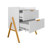 Kit 2 Mesas De Cabeceiras Retrô Com 2 Gavetas Asher 63cm - Branco - 3