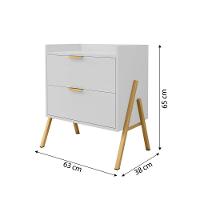 Kit 2 Mesas De Cabeceiras Retrô Com 2 Gavetas Asher 63cm - Branco