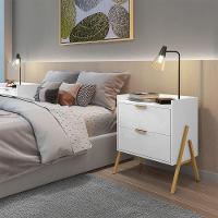 Kit 2 Mesas De Cabeceiras Retrô Com 2 Gavetas Asher 63cm - Branco - 5