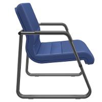 Cadeira De Escritório Recepção Com Braço Fixa Preta Lev P03 Vinil Azul - Lyam Decor - 2