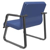 Cadeira De Escritório Recepção Com Braço Fixa Preta Lev P03 Vinil Azul - Lyam Decor - 6