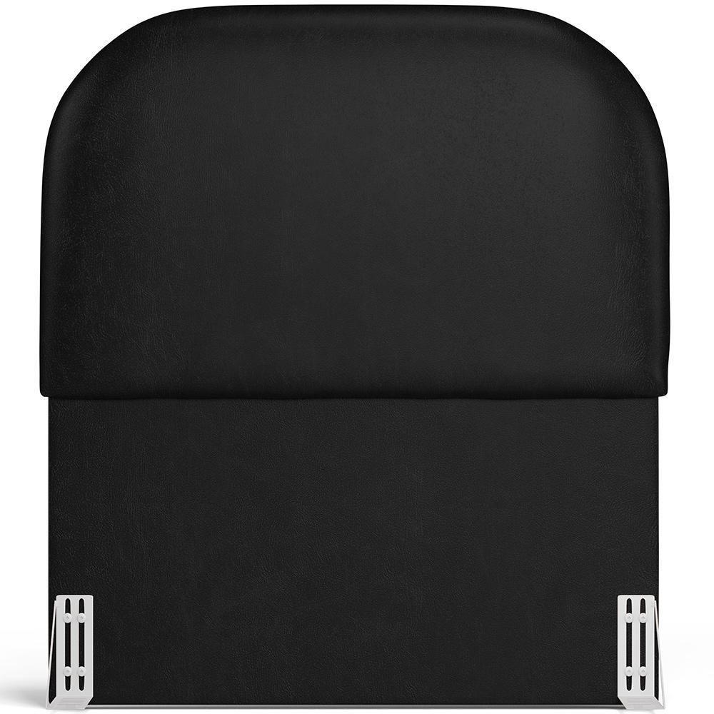 Cabeceira Cama Box 100cm Lanna Com Puff Recamier Doha W01 Couríssimo Preto - Lyam Decor - 3