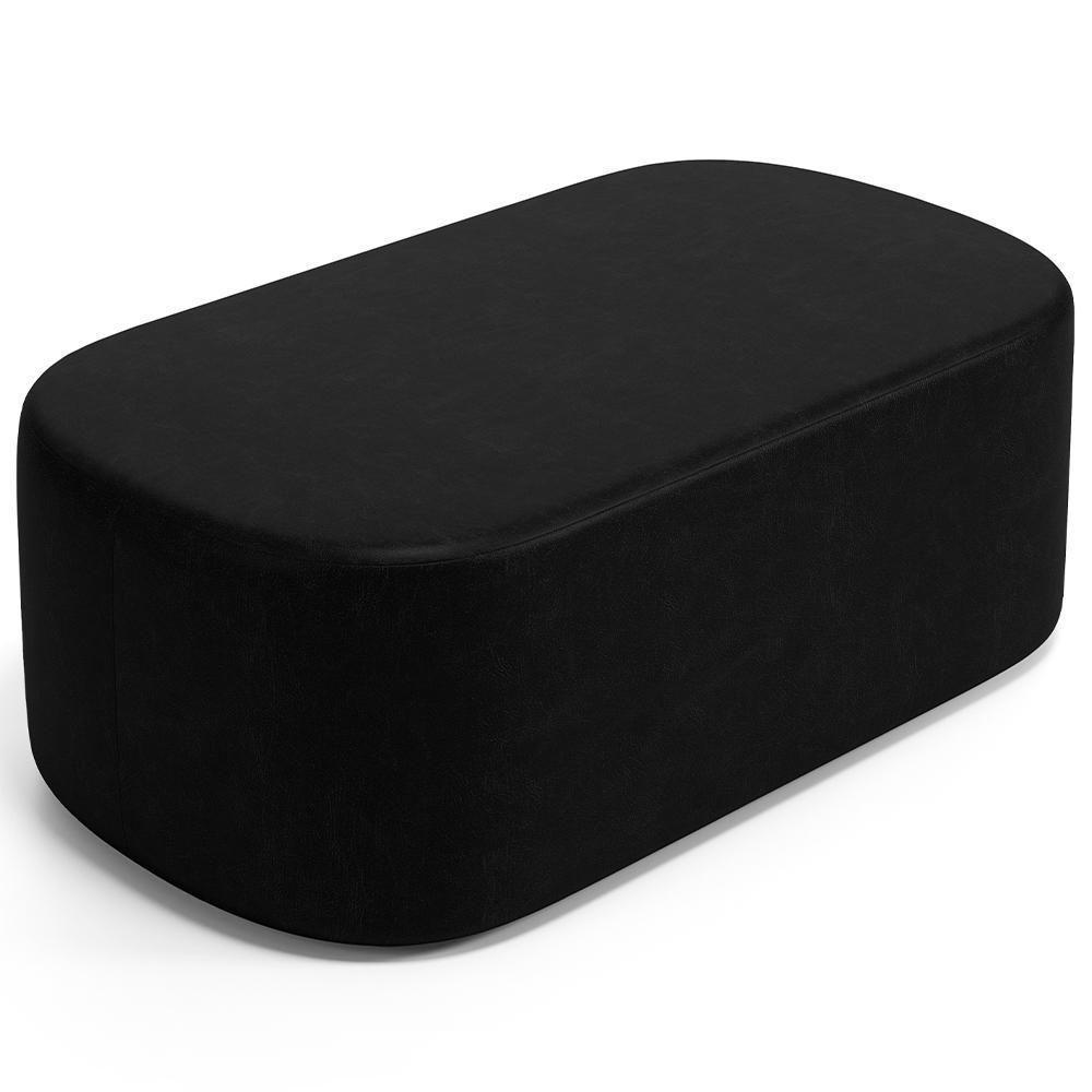 Cabeceira Cama Box 100cm Lanna Com Puff Recamier Doha W01 Couríssimo Preto - Lyam Decor - 10