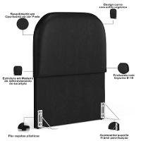 Cabeceira Cama Box 100cm Lanna Com Puff Recamier Doha W01 Couríssimo Preto - Lyam Decor - 5