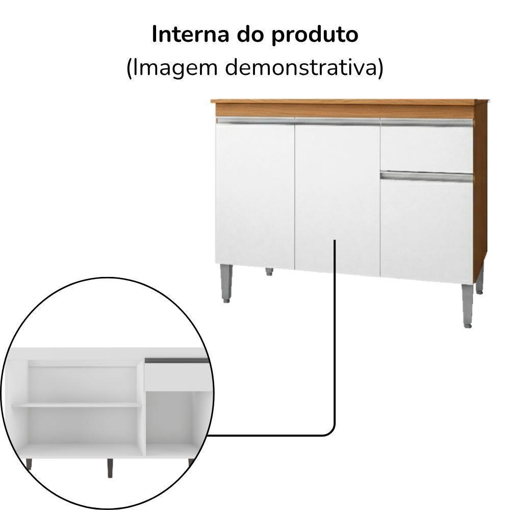 Balcao Com Tampo 100 Cm Tatiane Amendoa Branco Reajl Moveis Amendoa Branco - 5