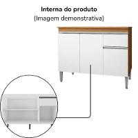 Balcao Com Tampo 100 Cm Tatiane Amendoa Branco Reajl Moveis Amendoa Branco - 5