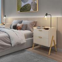 Kit 2 Mesas De Cabeceiras Retrô Com 2 Gavetas Asher 63cm - Off-white - 6