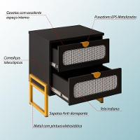 Mesa De Cabeceira Titanium Estilo Industrial Com Pés De Ferro - Preto / Dourado - 3