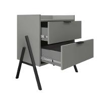 Kit 2 Mesas De Cabeceiras Retrô Com 2 Gavetas Asher 63cm - Cinza - 3