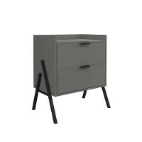 Kit 2 Mesas De Cabeceiras Retrô Com 2 Gavetas Asher 63cm - Cinza - 6