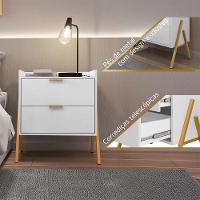 Kit 2 Mesas De Cabeceiras Retrô Com 2 Gavetas Asher 45cm - Branco - 2