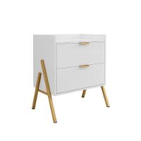 Kit 2 Mesas De Cabeceiras Retrô Com 2 Gavetas Asher 45cm - Branco - 6