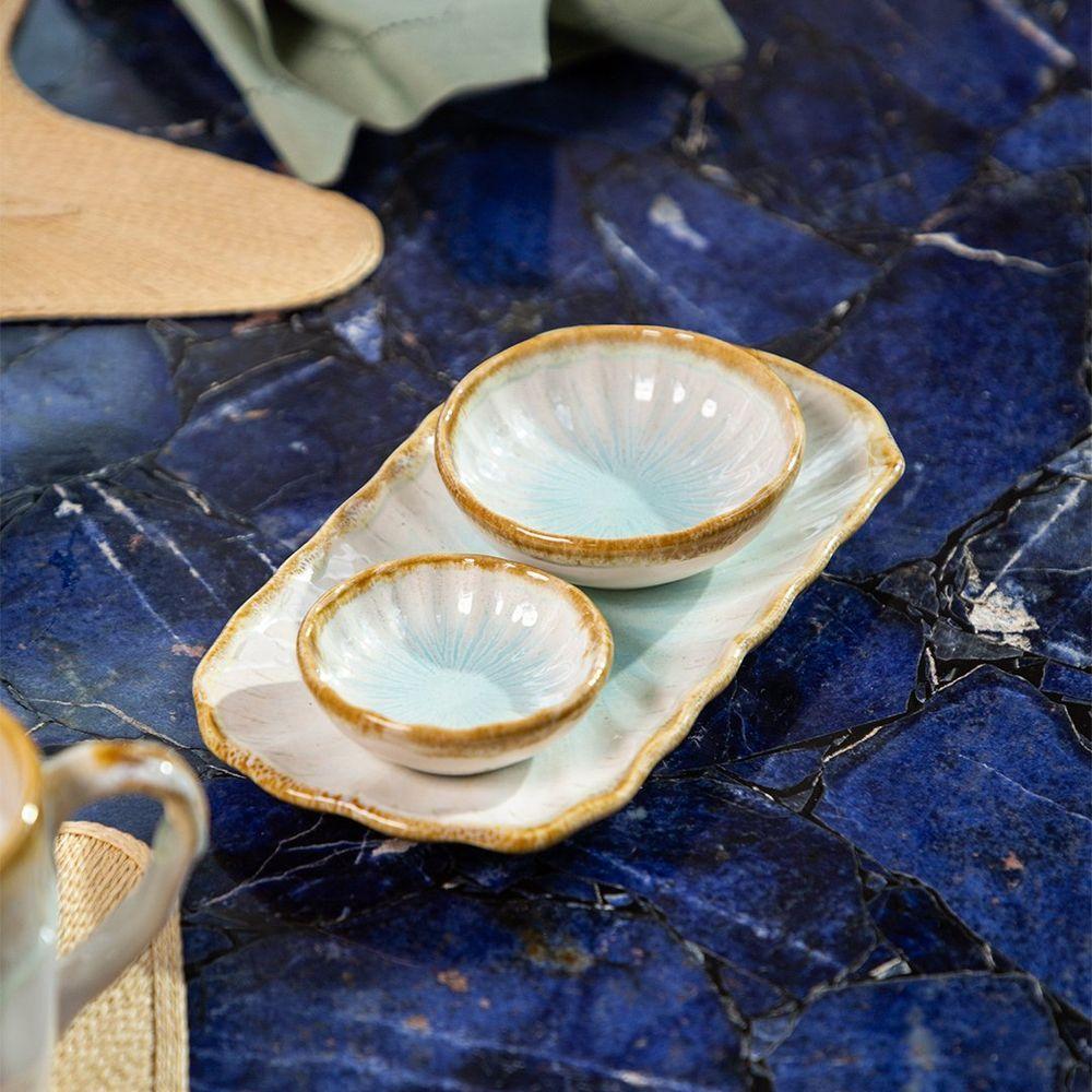 Conjunto Travessa E Bowls Copa E Cia Orion Em Cerâmica Beach - Pequeno - 2