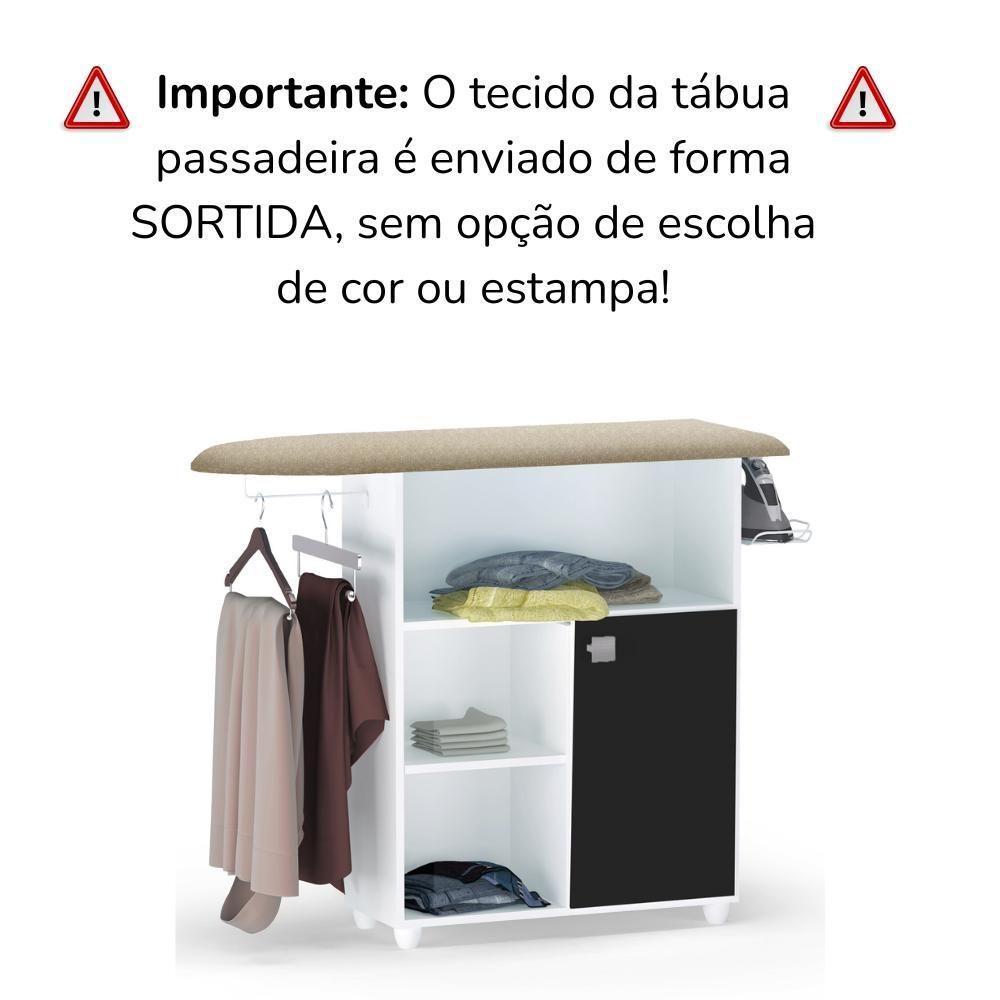 Tabua De Passar Roupa Mariana Com Balcao Branco Preto Reajl Moveis Branco Preto - 5