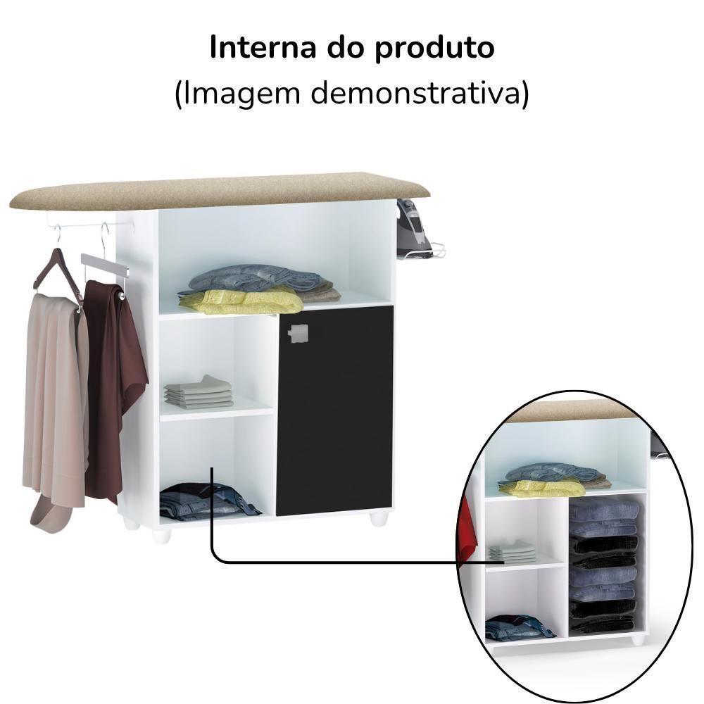 Tabua De Passar Roupa Mariana Com Balcao Branco Preto Reajl Moveis Branco Preto - 6