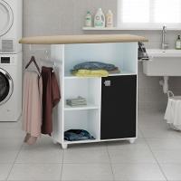 Tabua De Passar Roupa Mariana Com Balcao Branco Preto Reajl Moveis Branco Preto - 7