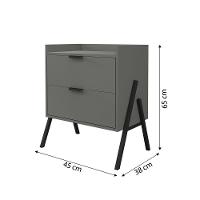 Kit 2 Mesas De Cabeceiras Retrô Com 2 Gavetas Asher 45cm - Cinza