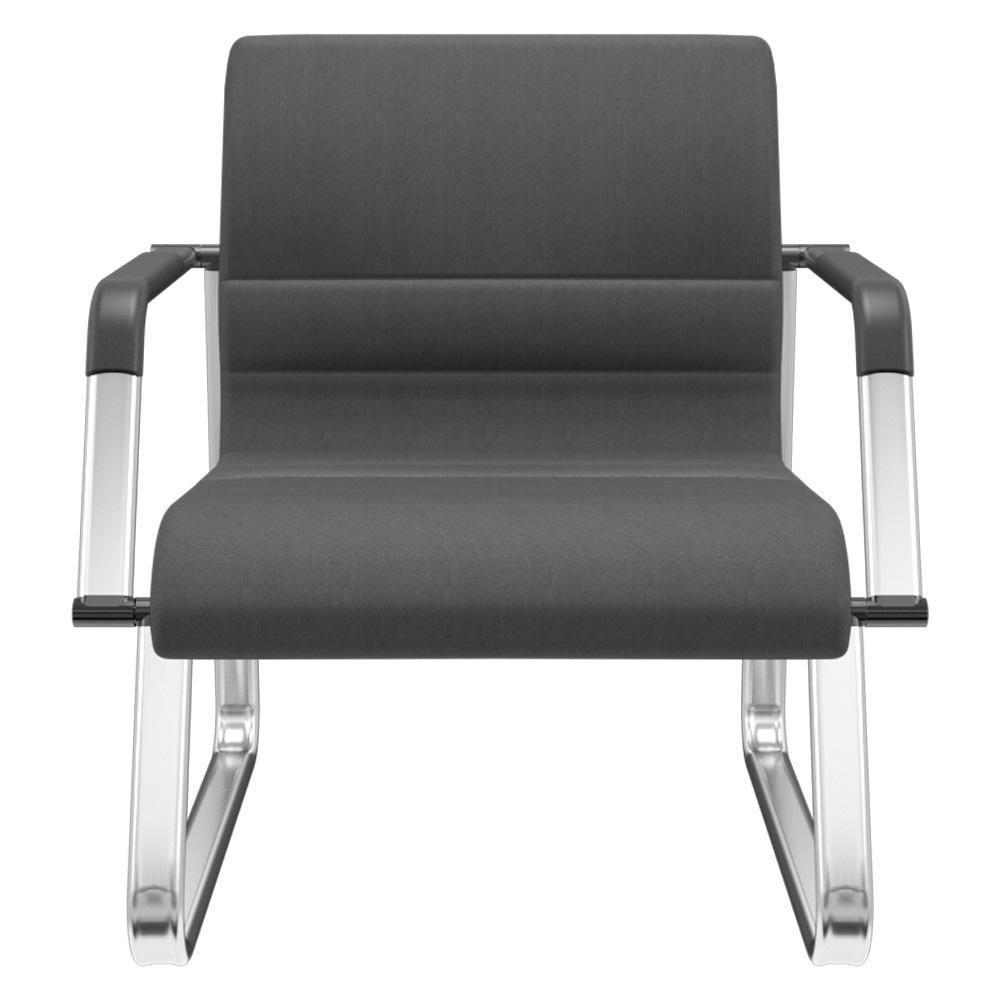 Cadeira De Escritório Recepção Com Braço Fixa Cromada Lev P03 Crepe Preto - Lyam Decor - 1