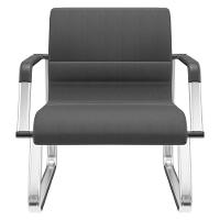 Cadeira De Escritório Recepção Com Braço Fixa Cromada Lev P03 Crepe Preto - Lyam Decor - 1