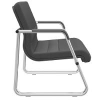 Cadeira De Escritório Recepção Com Braço Fixa Cromada Lev P03 Crepe Preto - Lyam Decor - 3