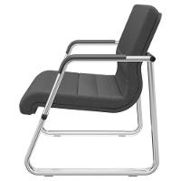 Cadeira De Escritório Recepção Com Braço Fixa Cromada Lev P03 Crepe Preto - Lyam Decor - 6