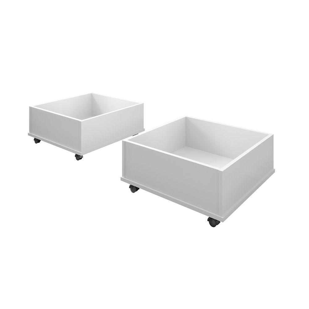 Cama Infantil Com 2 Baus Organizador E Escada Mdf Luna Plus Branco - 4