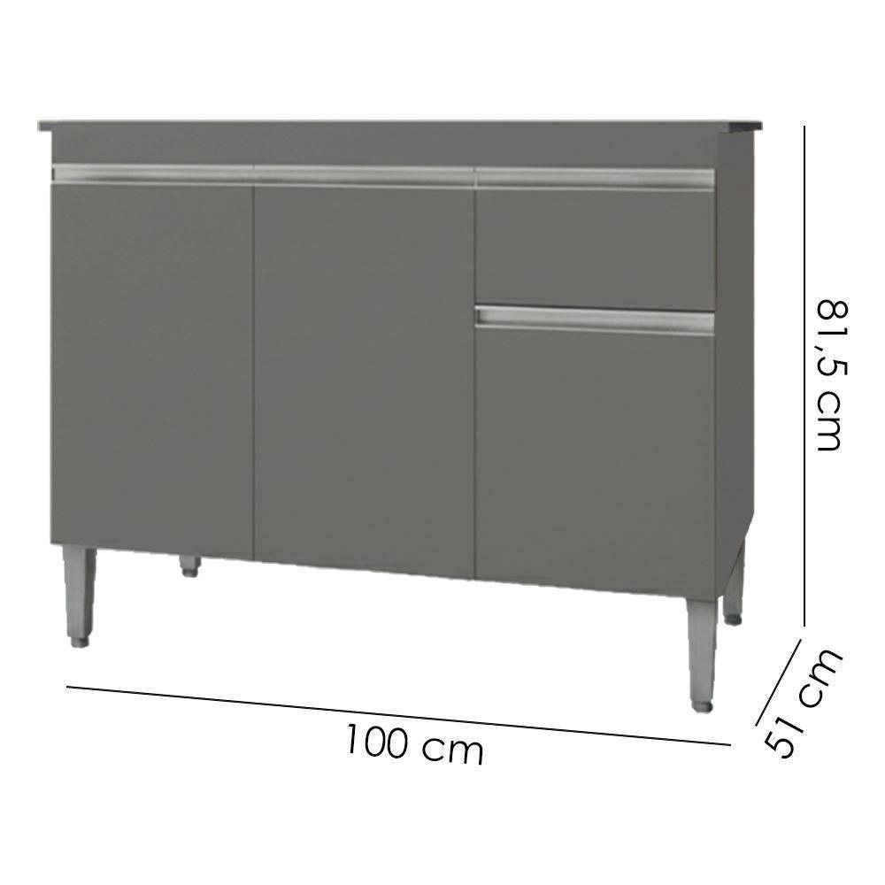 Balcao Com Tampo 100 Cm Tatiane Cinza Reajl Móveis Cinza - 3