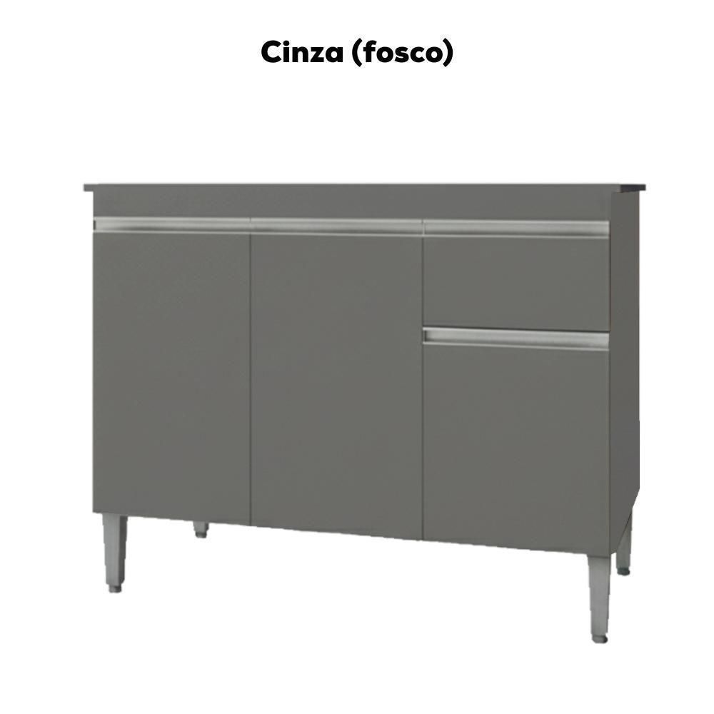 Balcao Com Tampo 100 Cm Tatiane Cinza Reajl Móveis Cinza - 4