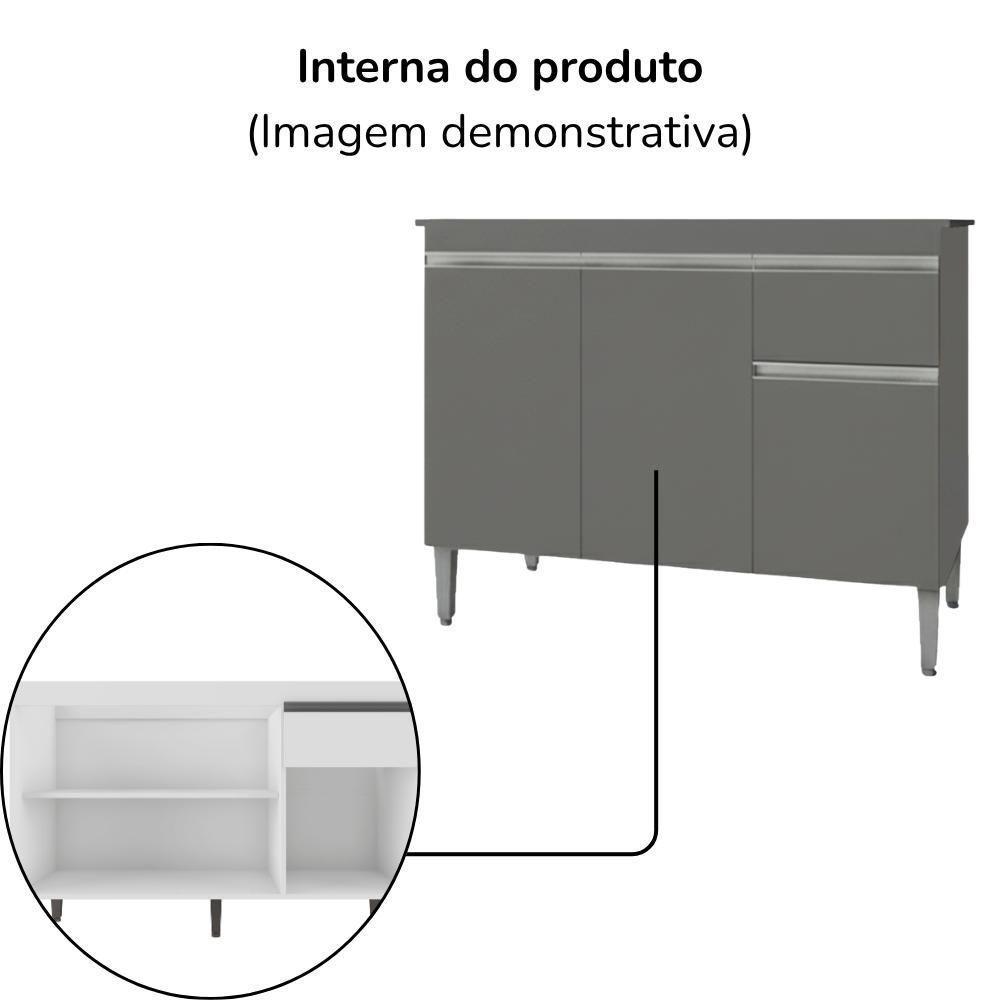 Balcao Com Tampo 100 Cm Tatiane Cinza Reajl Móveis Cinza - 5