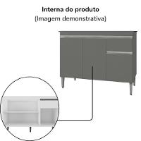 Balcao Com Tampo 100 Cm Tatiane Cinza Reajl Móveis Cinza - 5