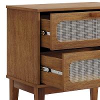 Mesa De Cabeceira Luxo Santorini 2 Gavetas 60 Cm Amêndoa