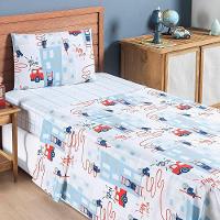 Jogo Cama Lençol Fantasy Solteiro Cama Quarto Infantil Microfibra 3 Peças Bombeiro Branco - 1