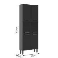 Armário De Aço 70cm 6portas 2vidros Grafite Estilo Bertolini Grafite - 2