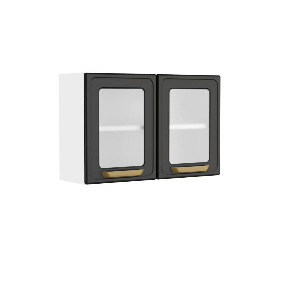 Armário Aéreo De Aço 2 Portas Vidro Grafite Bella Bertolini Grafite/branco - 1