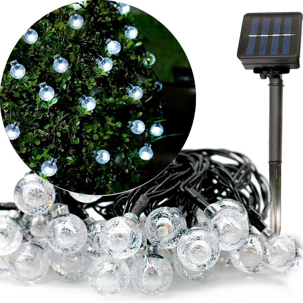 Pisca Cordão Bolinhas Solar Externo Jardim 5m 20leds Branco - 1