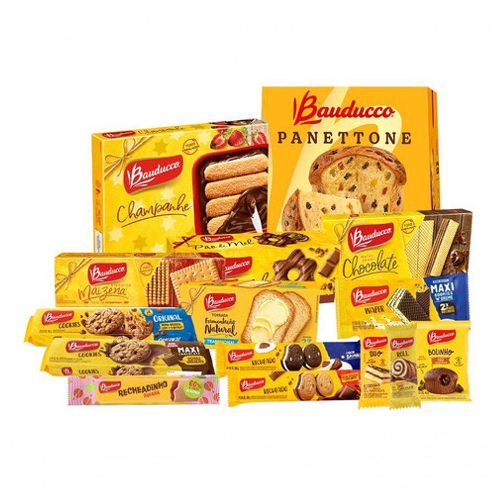 Cesta De Natal Bauducco - Pequena 15 Itens - 1,957kg - 3