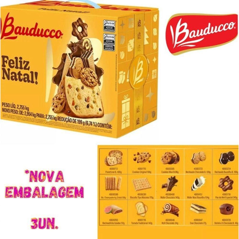 Kit 3un Cesta De Natal Bauducco Grande Natalino Nota Fiscal - 1