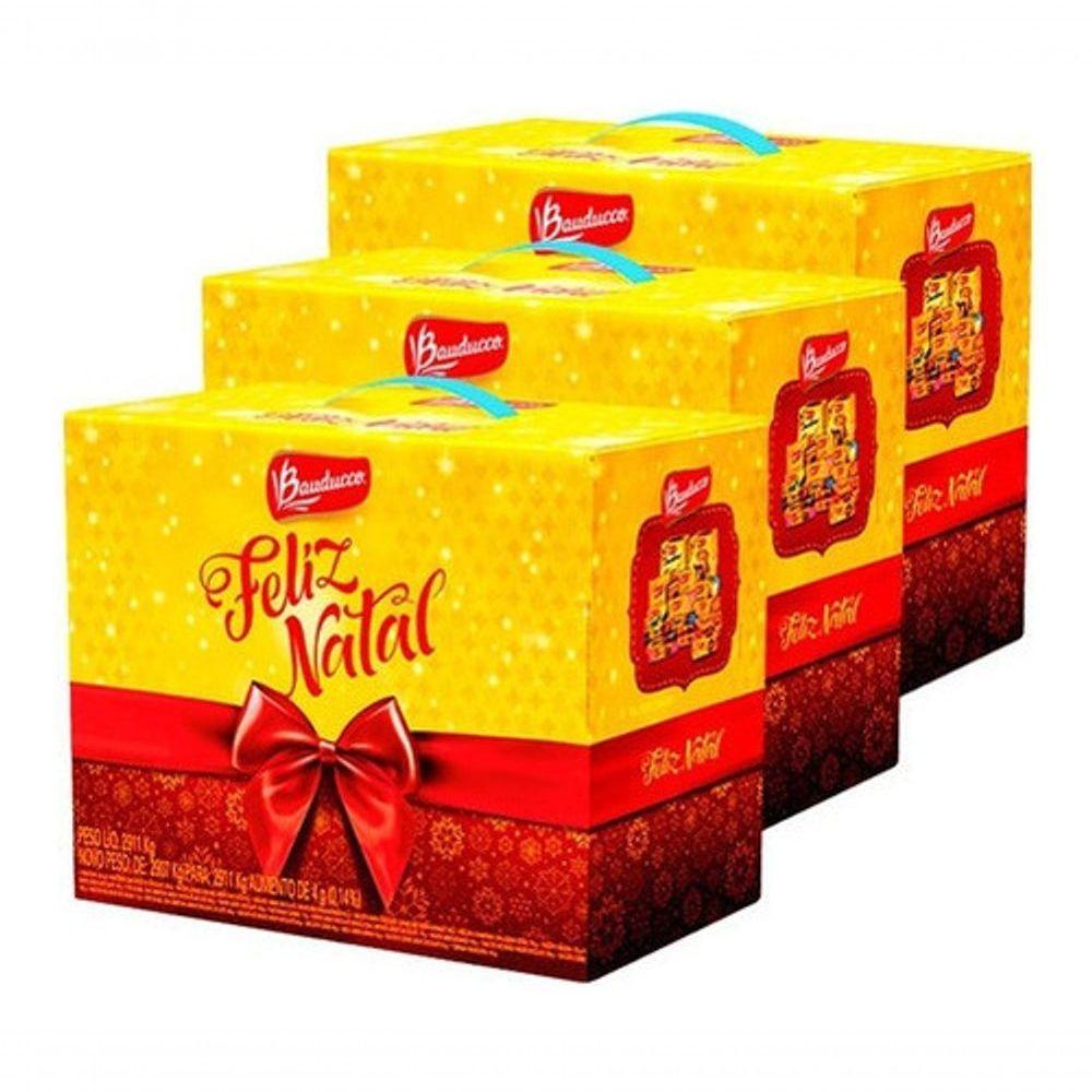 Kit 24 Cesta De Natal Bauducco Grande 20 Itens Cada - 1