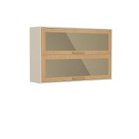 Armário Aéreo 2 Portas Basculantes De Vidro Nogal Bertolini Dourado/areia - 1