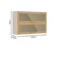 Armário Aéreo 2 Portas Basculantes De Vidro Nogal Bertolini Dourado/areia - 2