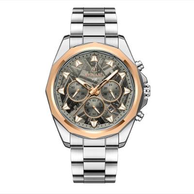 Relógio De Aço Inoxidável Masculino Com Cronógrafo à Prova D´agua Prata Rose