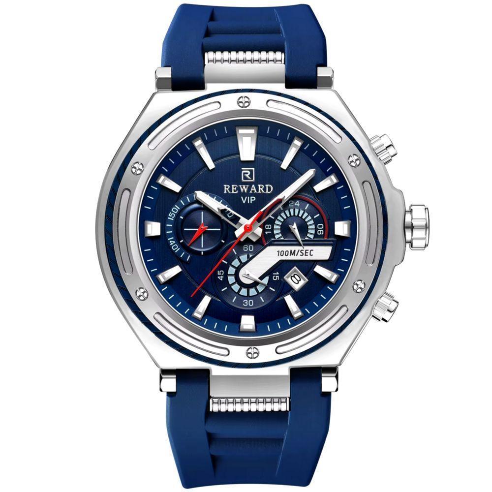 Relógio Masculino Design Robusto Esportivo De Quartzo 3bar à Prova D´agua Azul - 1