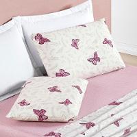 Jogo Cama Lençol Casa Scarpa Celi Casal Padrão Estampado Micropercal 200 Fios 4 Peças Borboletas Rosê - 2