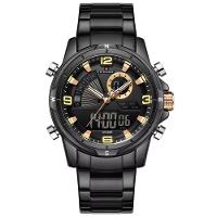 Relógio Masculino Clássico Multifuncional Duplo Display Quartzo Impermeavel Preto Rose - 1