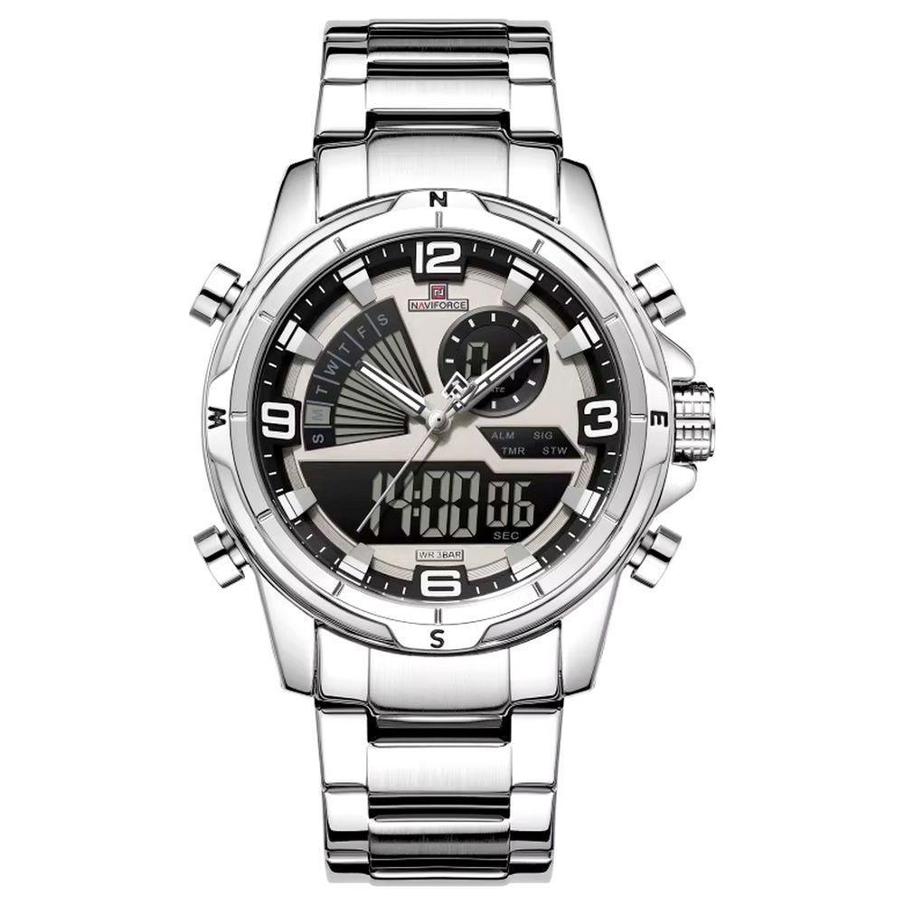 Relógio Masculino Clássico Multifuncional Duplo Display Quartzo Impermeavel Prata - 1