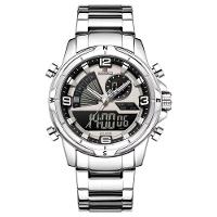 Relógio Masculino Clássico Multifuncional Duplo Display Quartzo Impermeavel Prata - 1