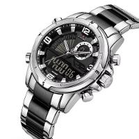 Relógio Masculino Clássico Multifuncional Duplo Display Quartzo Impermeavel Prata Preto - 2