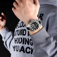 Relógio Masculino Clássico Multifuncional Duplo Display Quartzo Impermeavel Prata Preto - 3